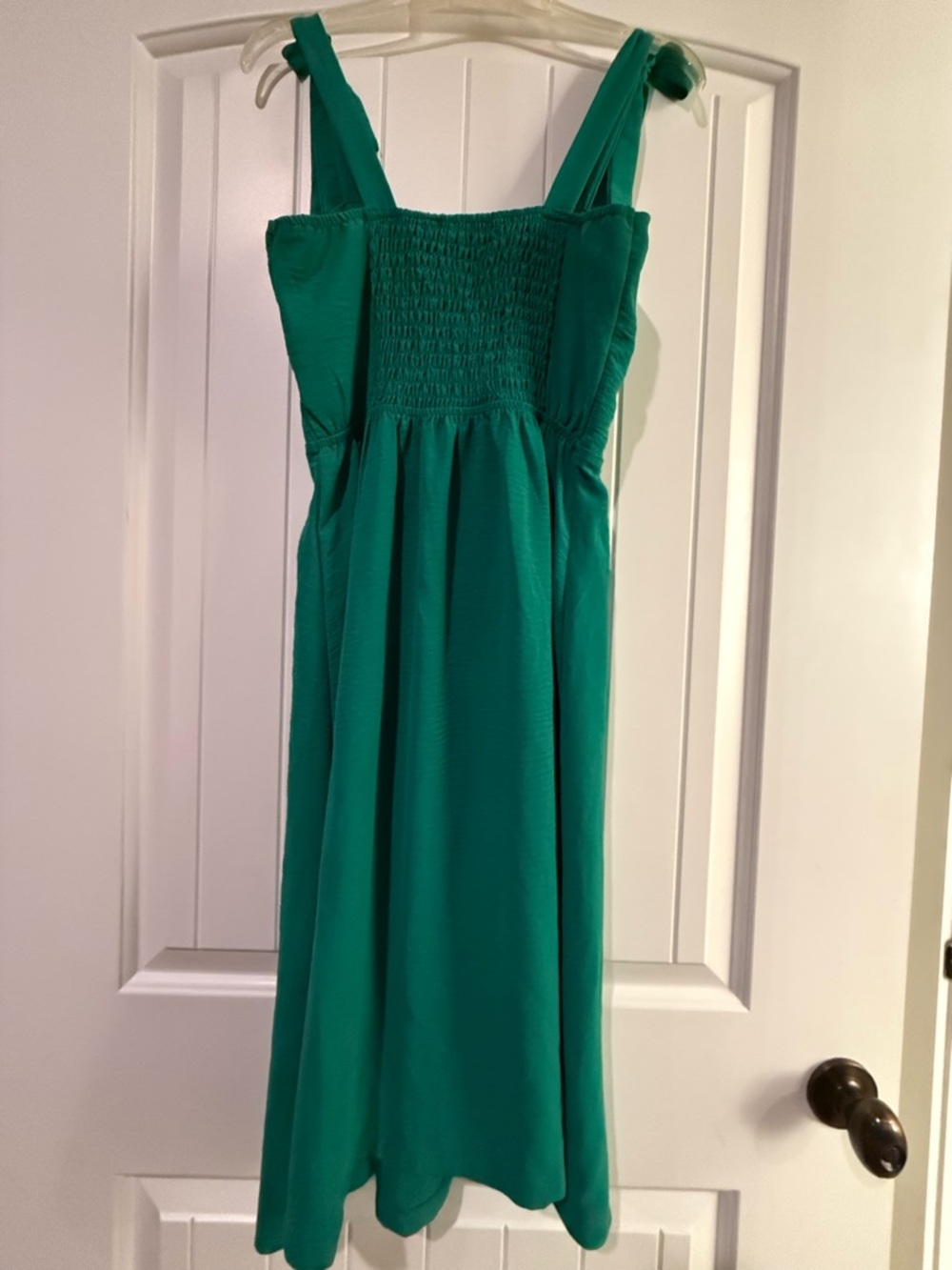 Monteau Los Angeles Green Tie Strap Midi Dress Size Small Smocked Back - Picture 6 of 14